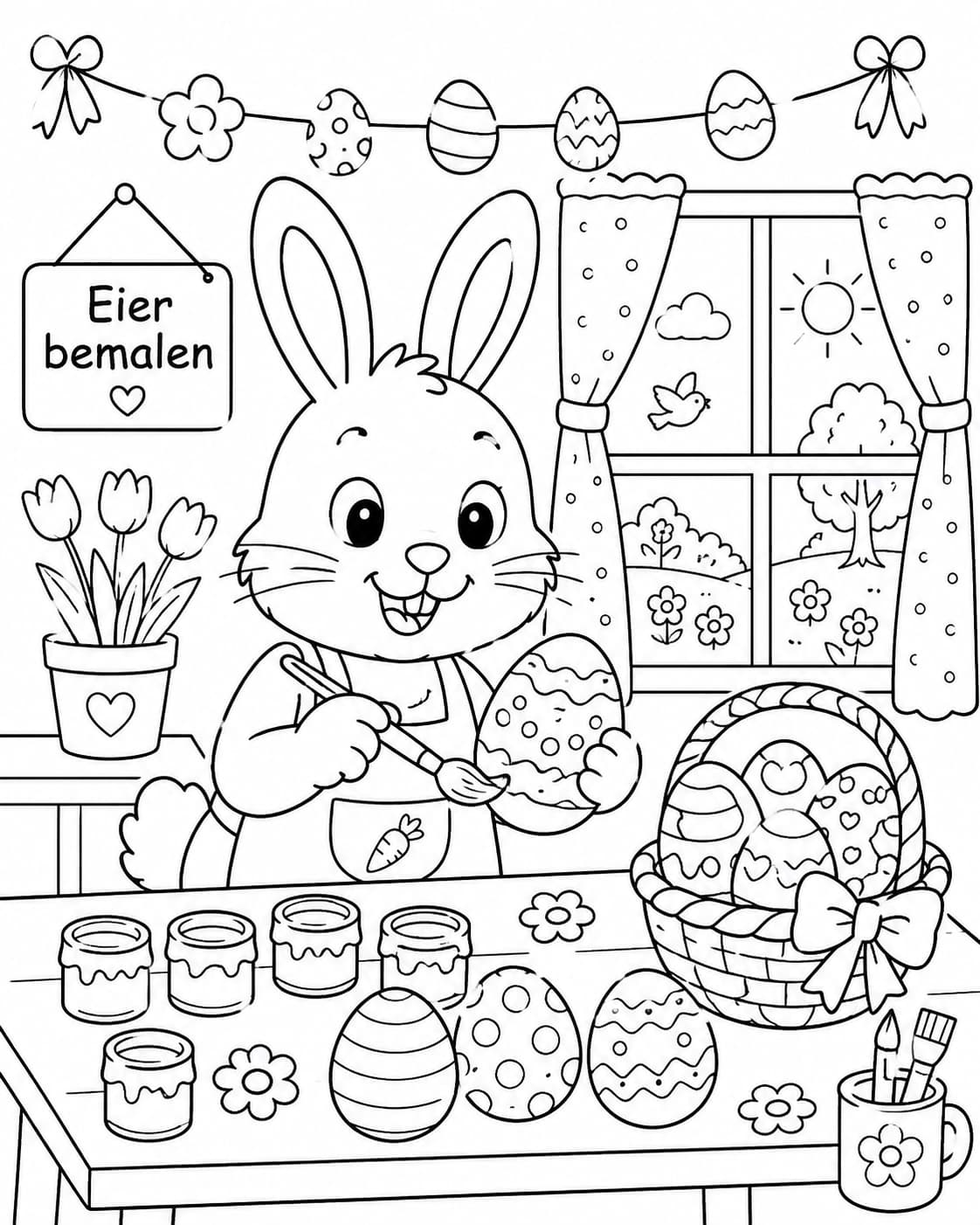 Ostern Motiv 4 als kostenloses Ausmalbild für Kinder